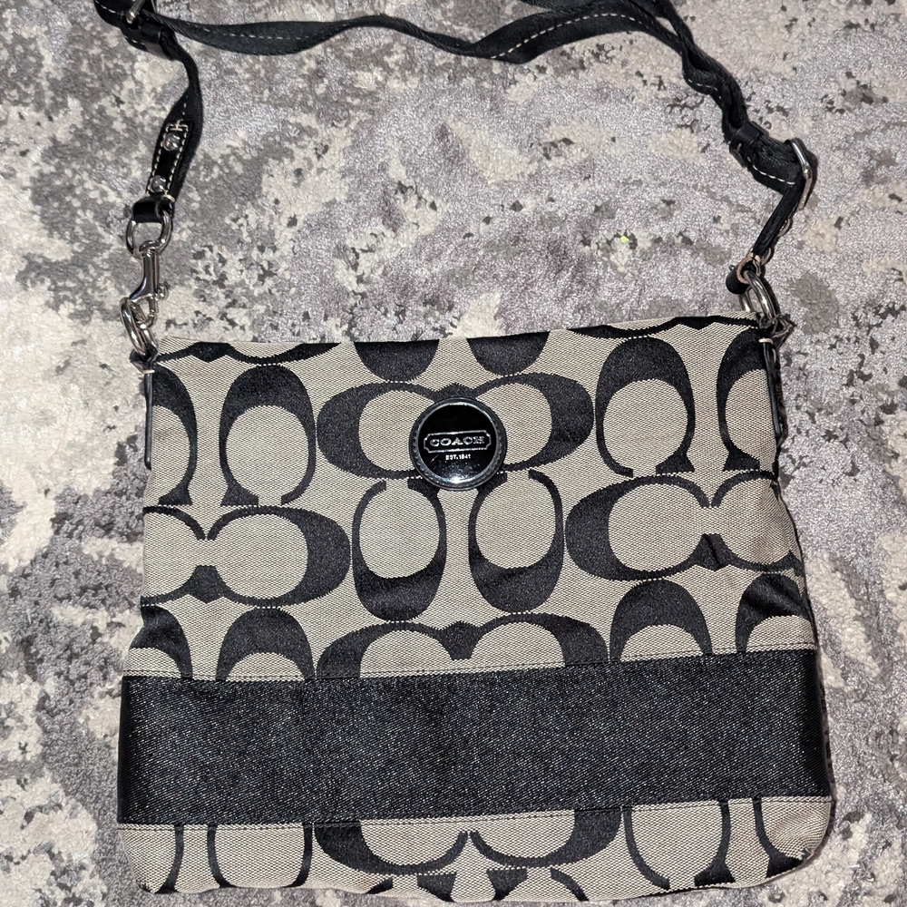 Coach Black and Gray Signature Crossbody Bag